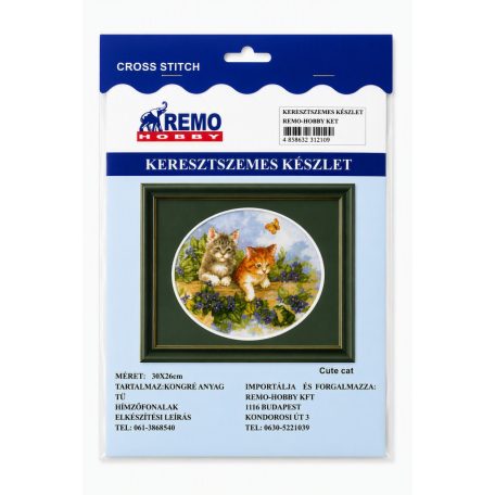 Keresztszemes hímzőszett kicsi/ cica