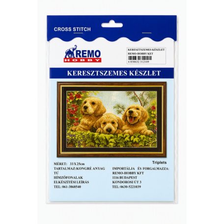 Keresztszemes hímzőszett kicsi/ kutyuk
